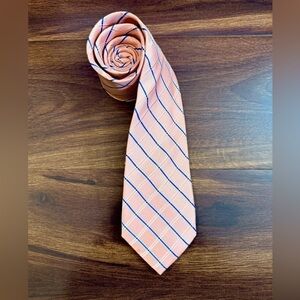 MICHAEL KORS Pink and Blue Striped Silk Tie